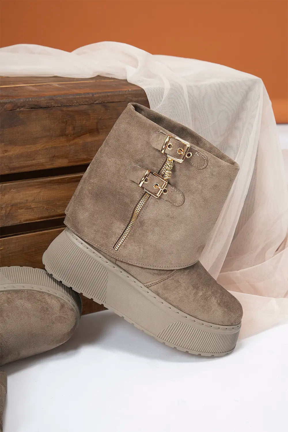 BOTINES DAMA 3BF102077 Beige Oscuro