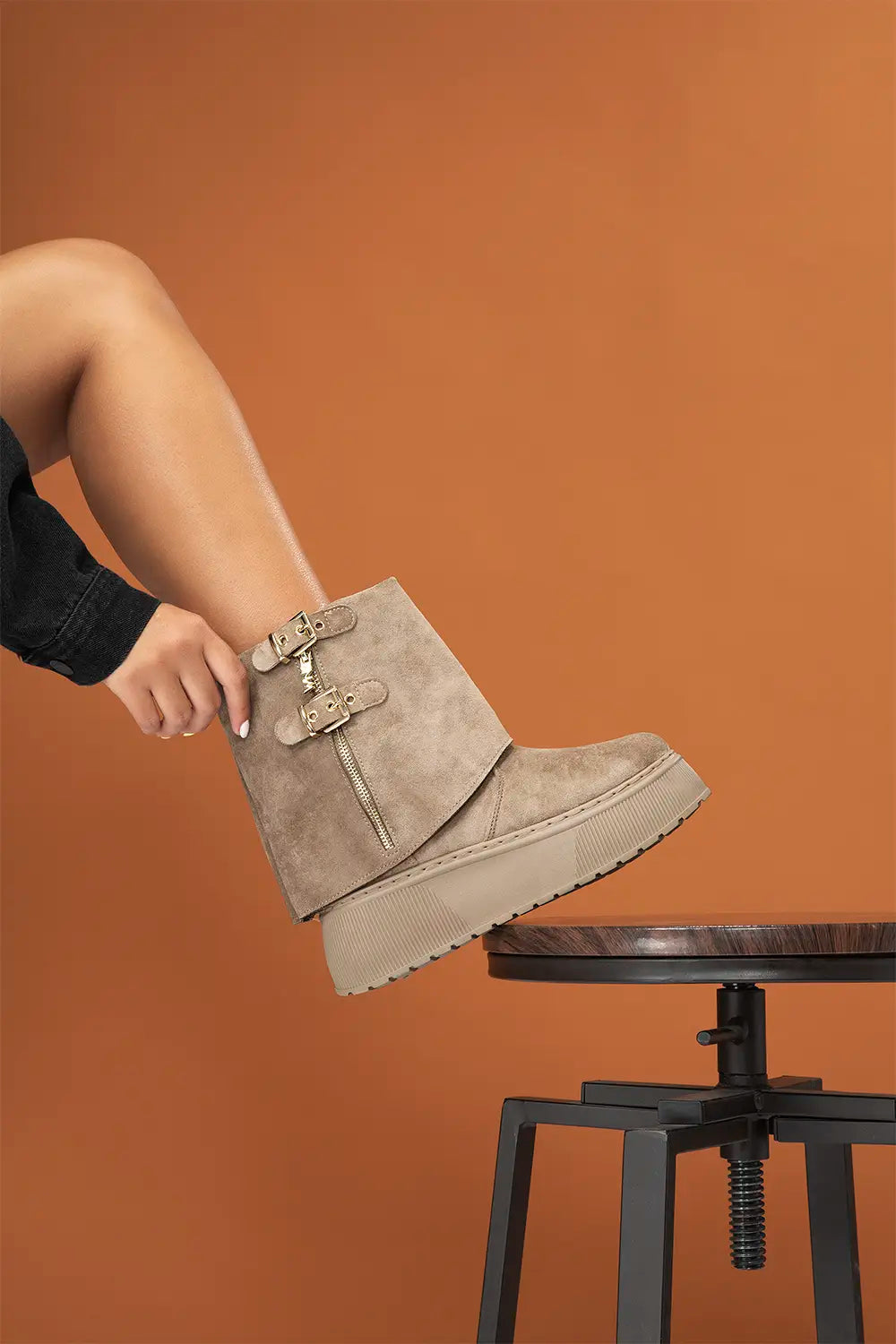 BOTINES DAMA 3BF102077 Beige Oscuro