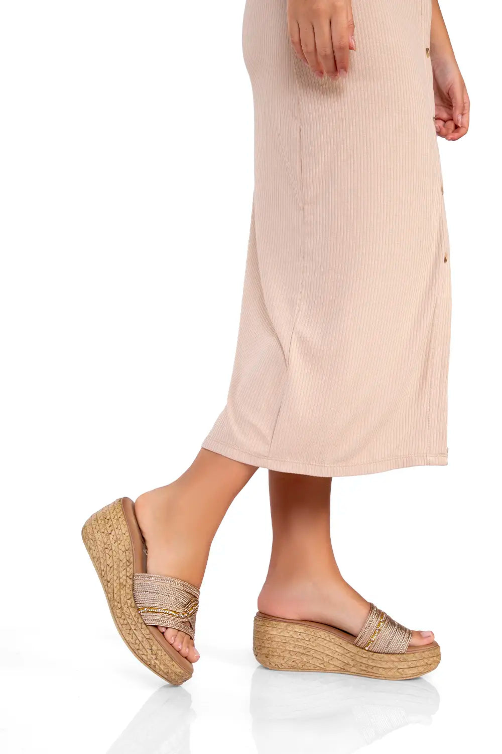 SANDALIA DAMA 6W9562-3 CHAMPAGNE